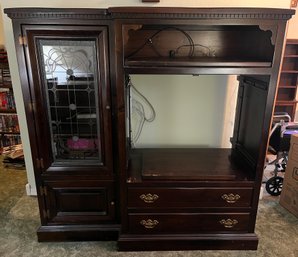 Solid Wood Entertainment Center With 2 Drawers & Storage