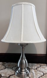 Silver Tone Table Lamp Base With Shade