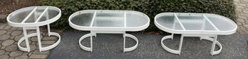 Outdoor Aluminum Glass-top Table Set - 3 Piece Lot