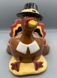 Teleflora Gift Hand Painted Ceramic Turkey Shaped Planter