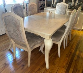 Solid Oak Dining Table With 6 Chairs Included - 2 Leafs