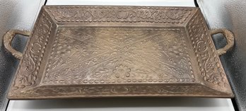 Decorative Metal Serving Tray With Handles