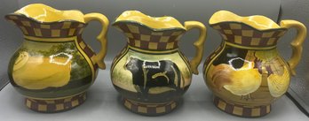 Toyo Trading Co. The Gear Collection Hand Painted Ceramic Pitcher Set - 3 Total - Cows & Chicken