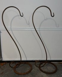Wrought Iron Planter Hanger Stands - 2 Total