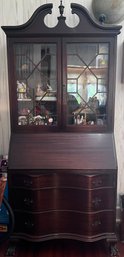 Maddox Antique Mahogany Clawfoot Secretary Desk With Key