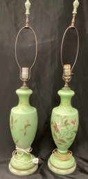 Ceramic Green Hand Painted Floral Lamps