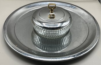 Kromex Chrome Chip & Dip Platter - Box Included