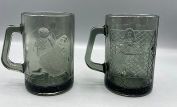 McDonalds Grimace And Captain Crook 1970s Collector Glass Mugs - 2 Total