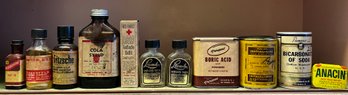 Antique Medicine Bottles- All Still Have Contents/ Unopened (11 Pieces)