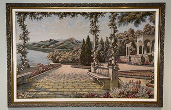 Decorative Large Framed Tapestry - Lake And Terrace