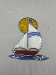 Stained Glass Sail Boat Window Decor