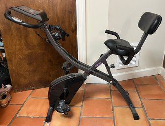 Slim Cycle Stationary Bike, Extra-Wide Seat & Back Support Cushion, Folds For Easy Storage!