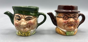 Artone Hand Painted Teapot Style Toby Mugs - 2 Total - Made In England