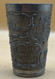 Vintage Denver Colorado Pewter Souvenir Cup - Historical Scenery
