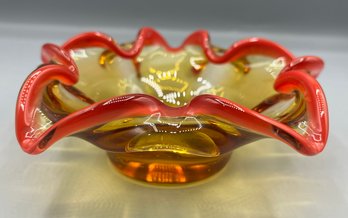 Decorative Amber Glass Bowl