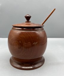 Wooden Sugar Bowl With Spoon