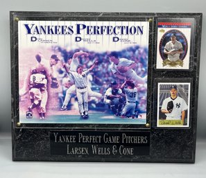 NY Yankee Perfect Game Pitchers Larsen / Wells & Cone Wall Plaque