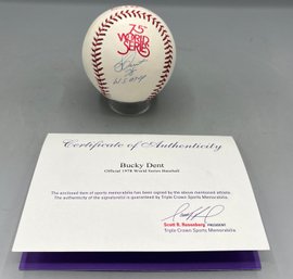 Bucky Dent 1978 World Series MVP Signed Baseball With COA