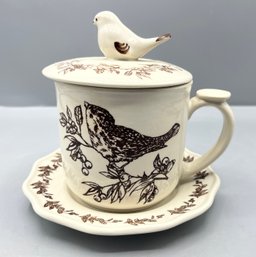 Andrea By Sadek Bird Toile Pattern Lidded Mug