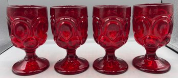 L.E. Smith Ruby Red Glass Goblet Set - 8 Total
