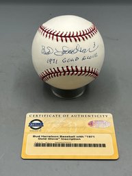 Bud Harrelson Signed MLB Baseball With 1971 Gold Glove Inscription - COA Included