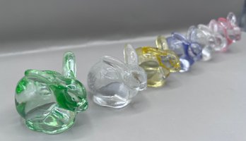 Glass Bunny Multicolor Mini Taper Candlestick Holders- Set Of 6