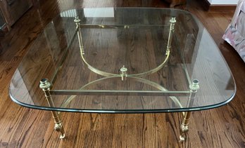 Polished Brass Glass-top Coffee Table