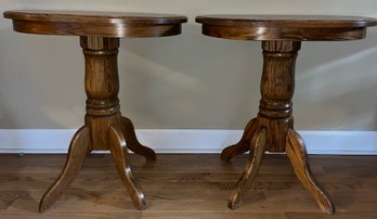 Solid Wood Pedestal Tables - 2 Total
