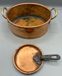 Vintage Copper Pot With Handles & Copper Pan Included - 2 Pieces Total