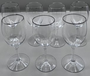 Platinum Rim Crystal Wine Glasses- Set Of 7