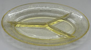 Yellow Depression Glass Sectional Platter