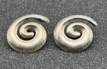 925 Silver Swirl Style Earring Set - .48 OZT Total - Made In Mexico