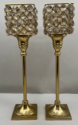 Decorative Brass-tone Footed Votive Holders - 2 Total