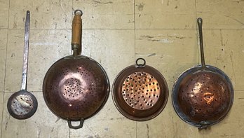 Copper Strainer Pots - 4 Total