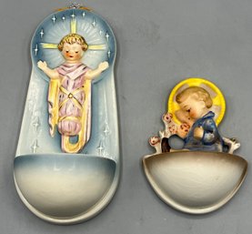 Goebel Porcelain Holy Water Wall Holders - 2 Total - Made In West Germany