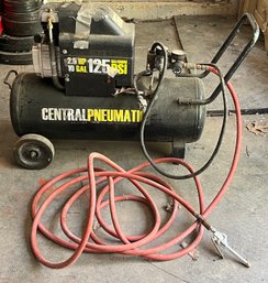Central Pneumatic 125PSI Electric Air Compressor With Hose And Air Gun Attachment Included - Model 67708
