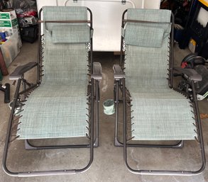Mesh-back Folding Gravity Chairs - 2 Total
