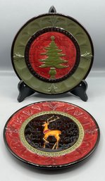 Amscan Inc Decorative Ceramic Holiday Pattern Plate Set - 2 Total
