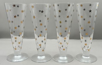 Musees Crystal Star Pattern Champagne Flute Set - 7 Total - Made In France