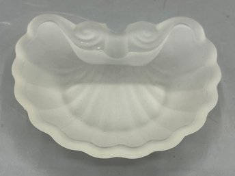 Frosted Glass Clamshell Style Ashtray