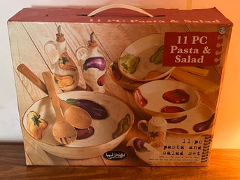 11-piece Hand Painted Pasta & Salad Set - NEW With Box