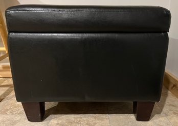 Faux Leather Cushioned Storage Ottoman