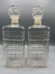 Glass Decanter Set With Stoppers - 2 Total