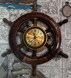 Wood 'ships Time' Nautical Wall Clock