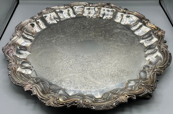 Vintage Silver Plated Engraved Serving Platter