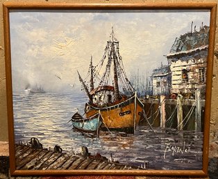 Florence Signed Oil On Canvas Framed - Shipyard