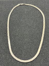 925 Silver Herringbone Style Necklace - .31 OZT Total - Made In Italy