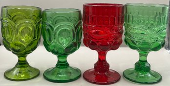 LE SMITH Colored Cut Glass Goblet Set - 4 Total