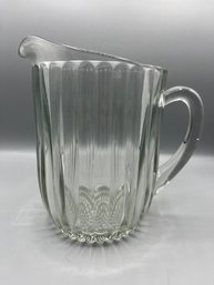 Jeanette Glass Co. Clear Ribbed Glass Hobnail Bottom 2 Quart Pitcher
