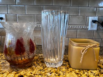 Assorted Glass Vases - 3 Piece Lot